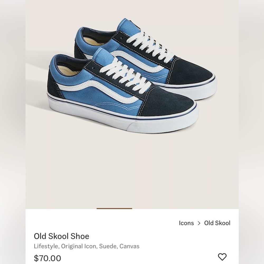 Vans Old Skool Shoe Suede and Canvas  in Navy and White size 8